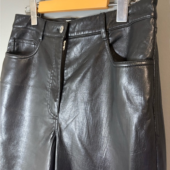 Wilfred by Aritzia size small Black Faux Leather straight leg high rise pants - Picture 5 of 10